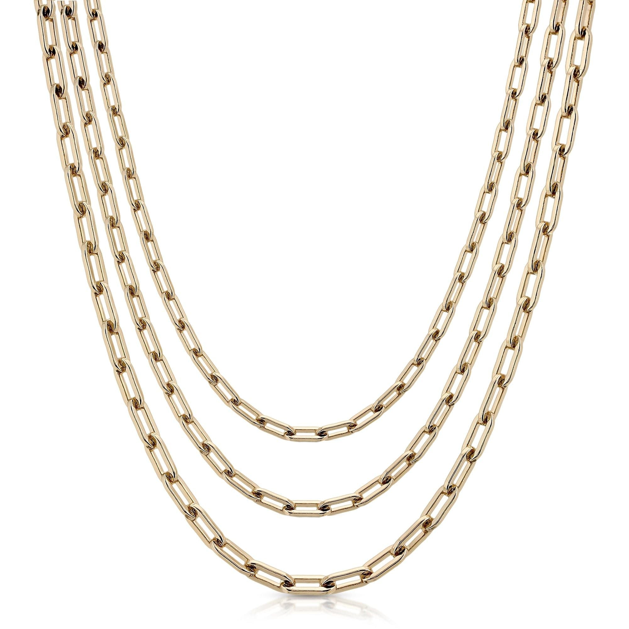 Three 14k gold plated medium link chain necklaces in recycled brass medium