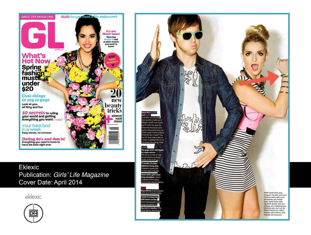 Two magazine covers featuring Eklexic in Girl’s Life Magazine April 2014.