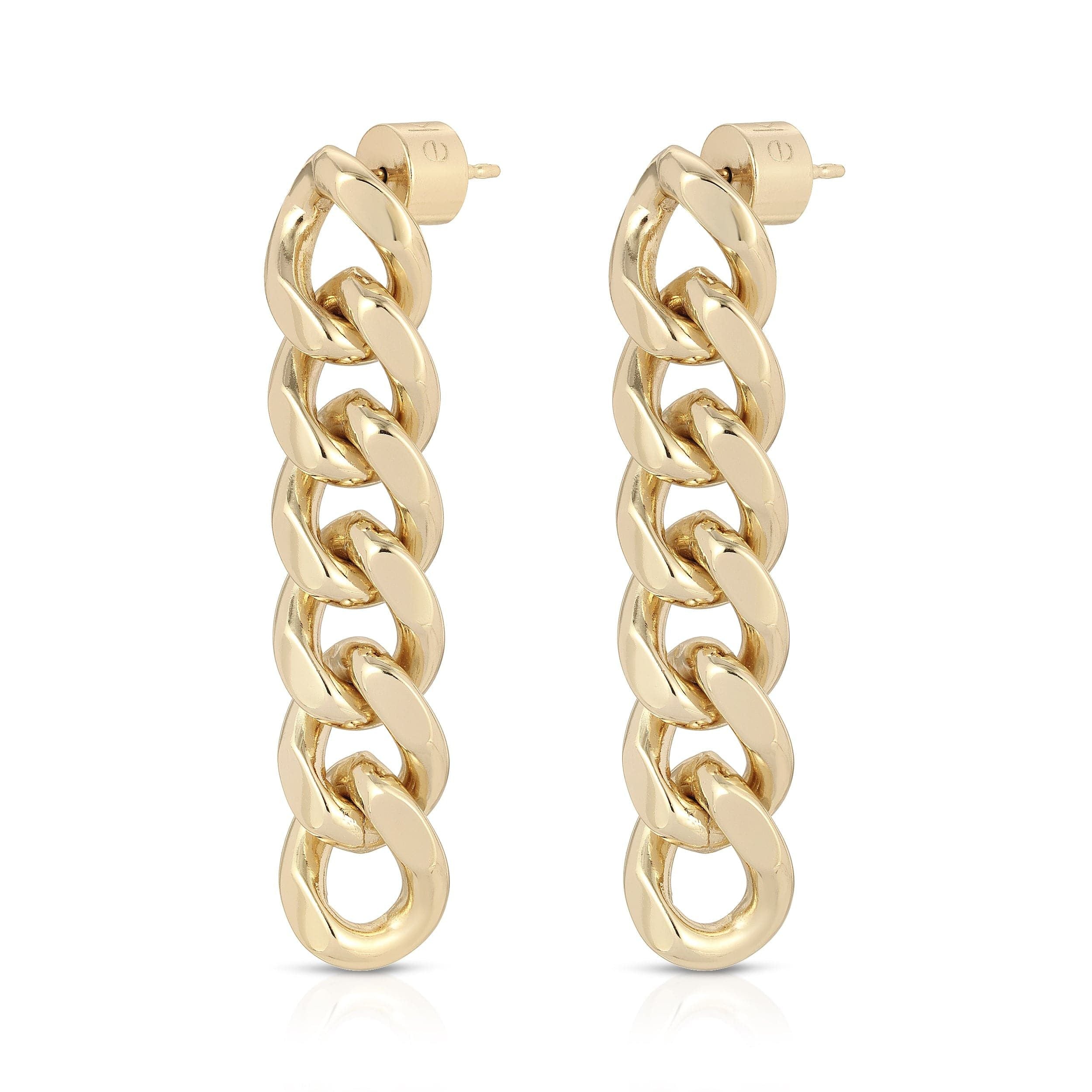 Valentina 6 Link Drop Earrings featuring a stylish pair of gold curb chain links