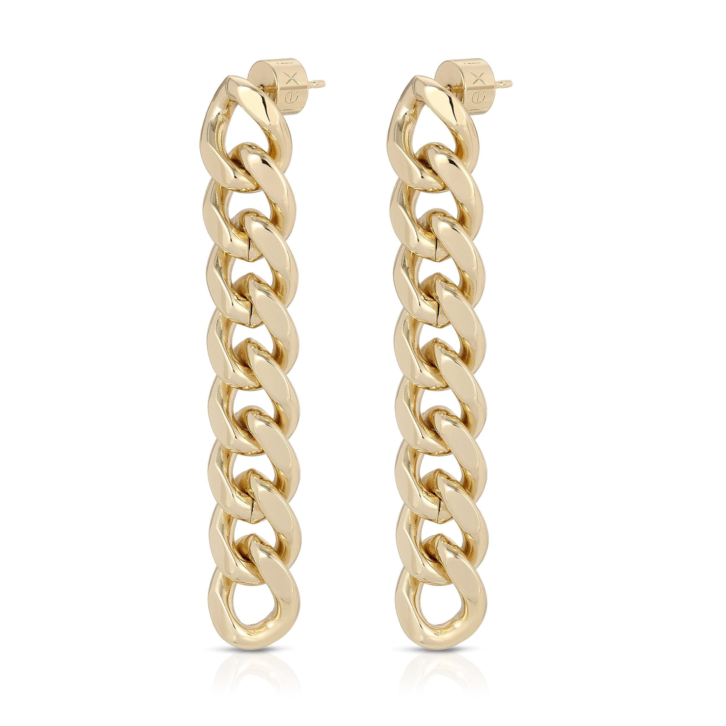 Valentina 8 Link Drop Earrings featuring elegant gold rounded curb chain design