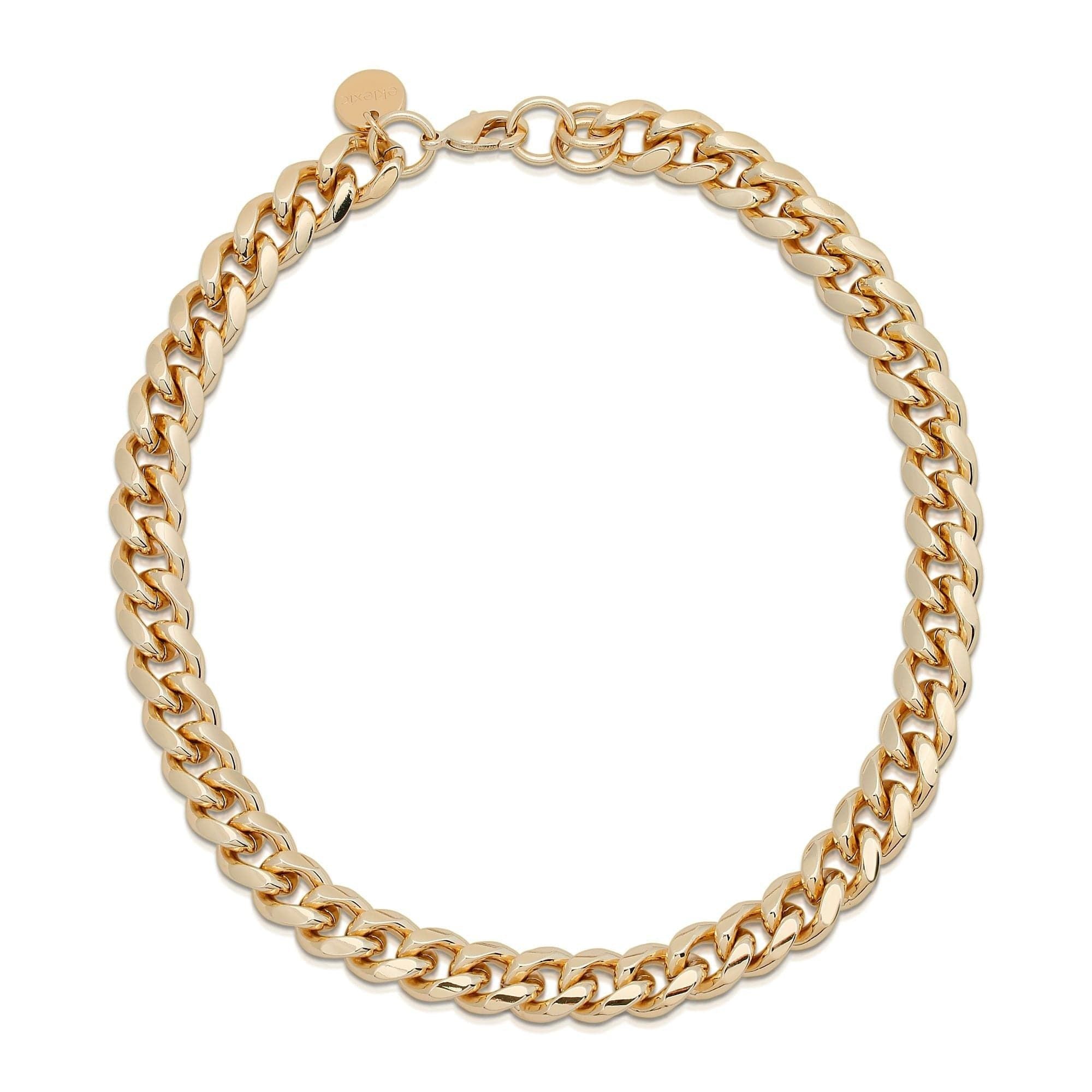 Gold-toned curb chain Valentina Necklace with rounded Cuban link and recycled brass plating