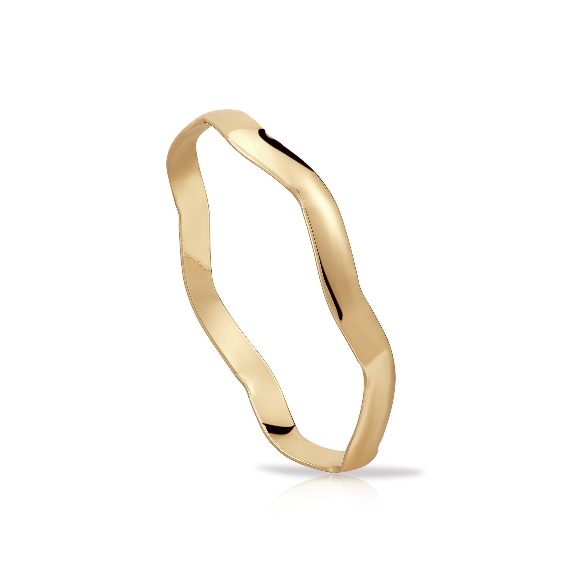 14k gold wavy bangle featuring a unique wavy design for elegant style