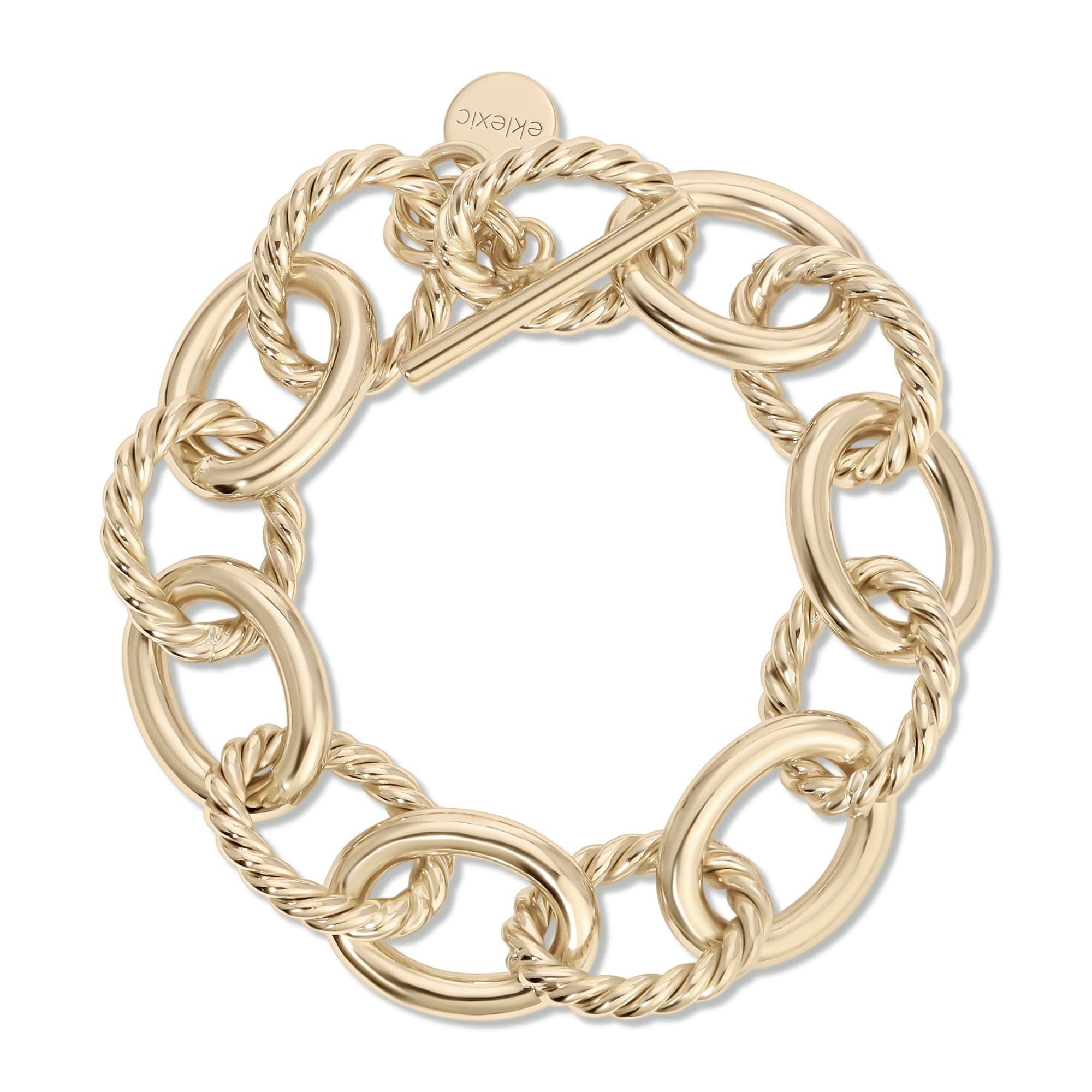 Gold-toned chain-link bracelet with extra large links and recycled brass finishes