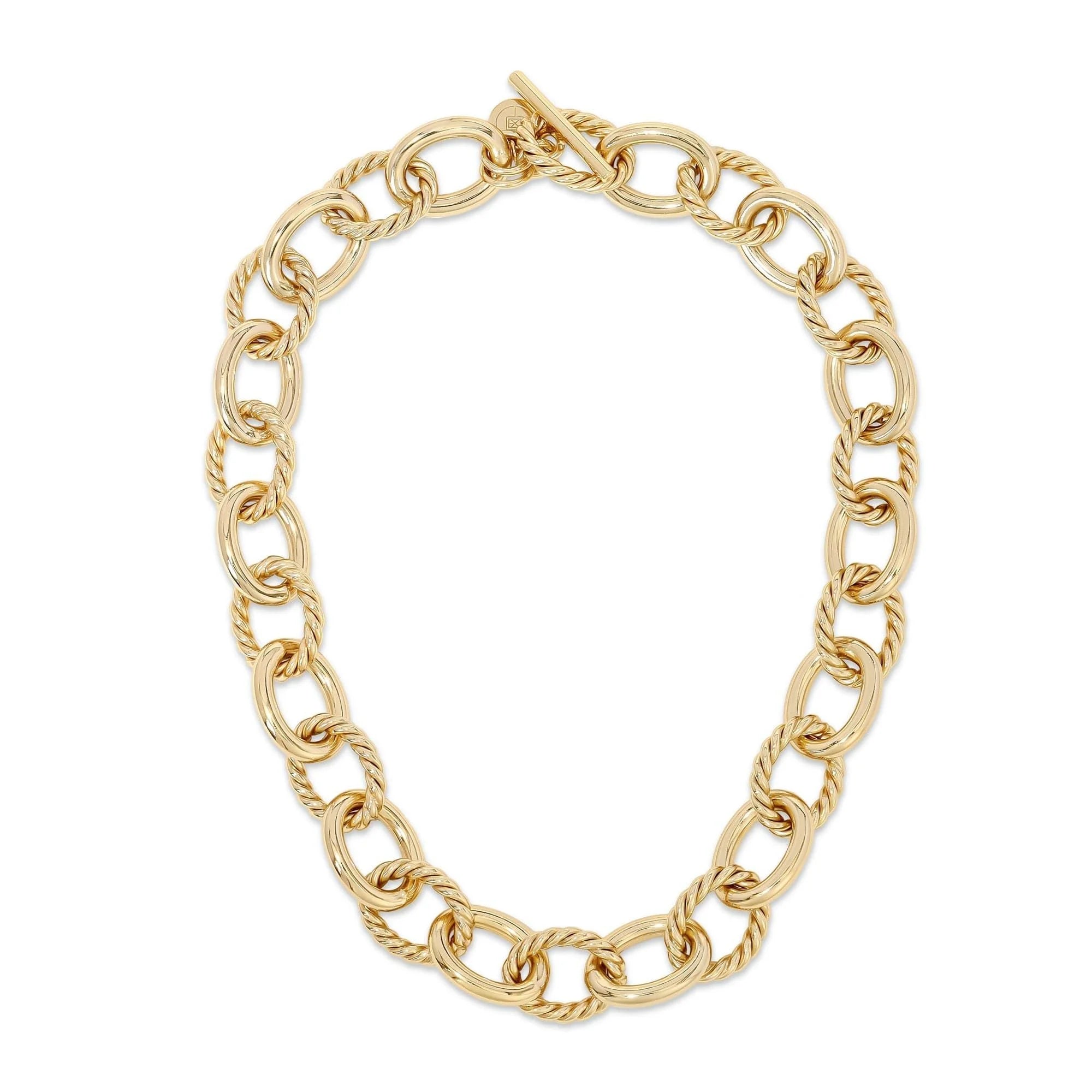 Gold chain link necklace with recycled brass finishes and extra large links