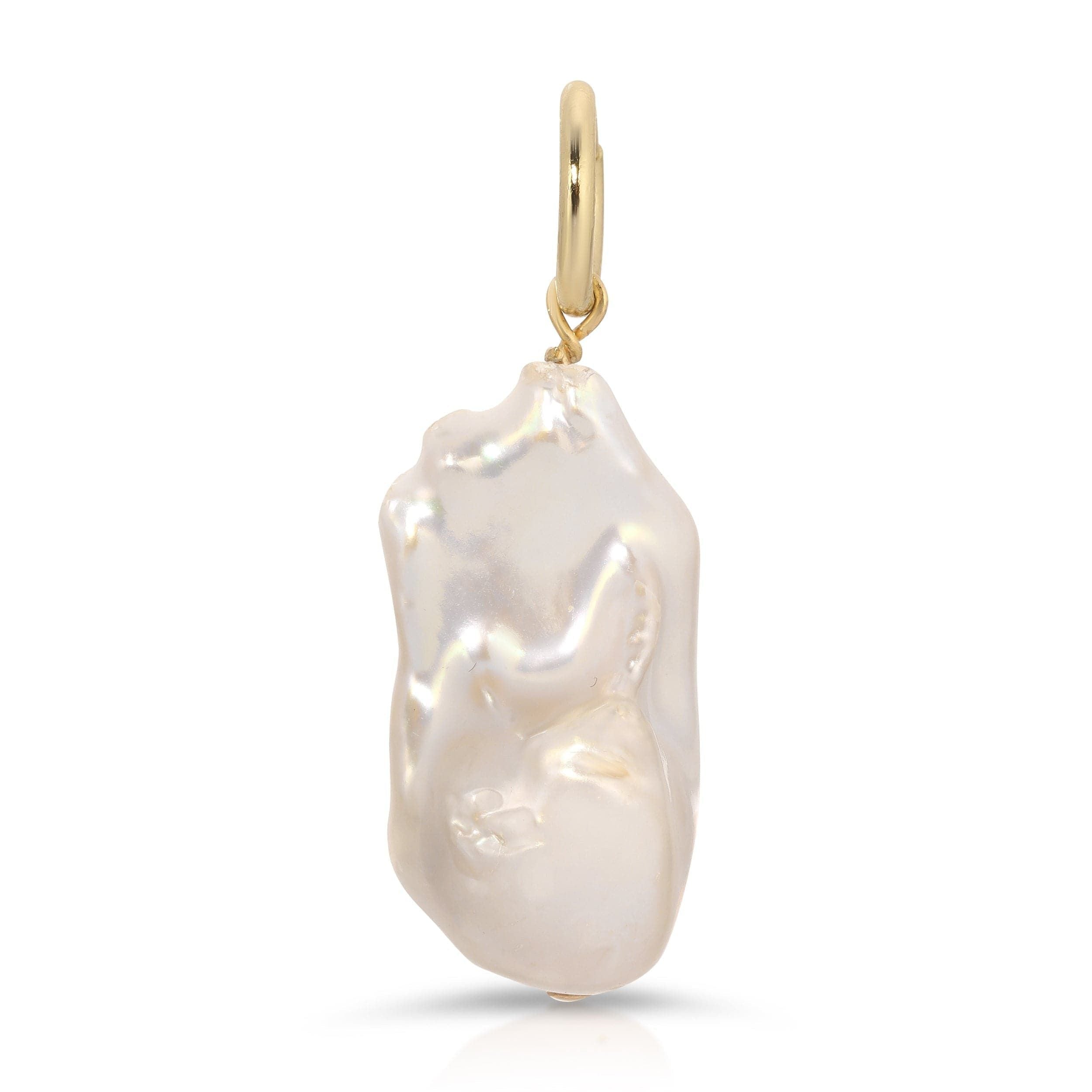 Freshwater Baroque Pearl pendant with gold hoop and 14k gold plating for elegant style