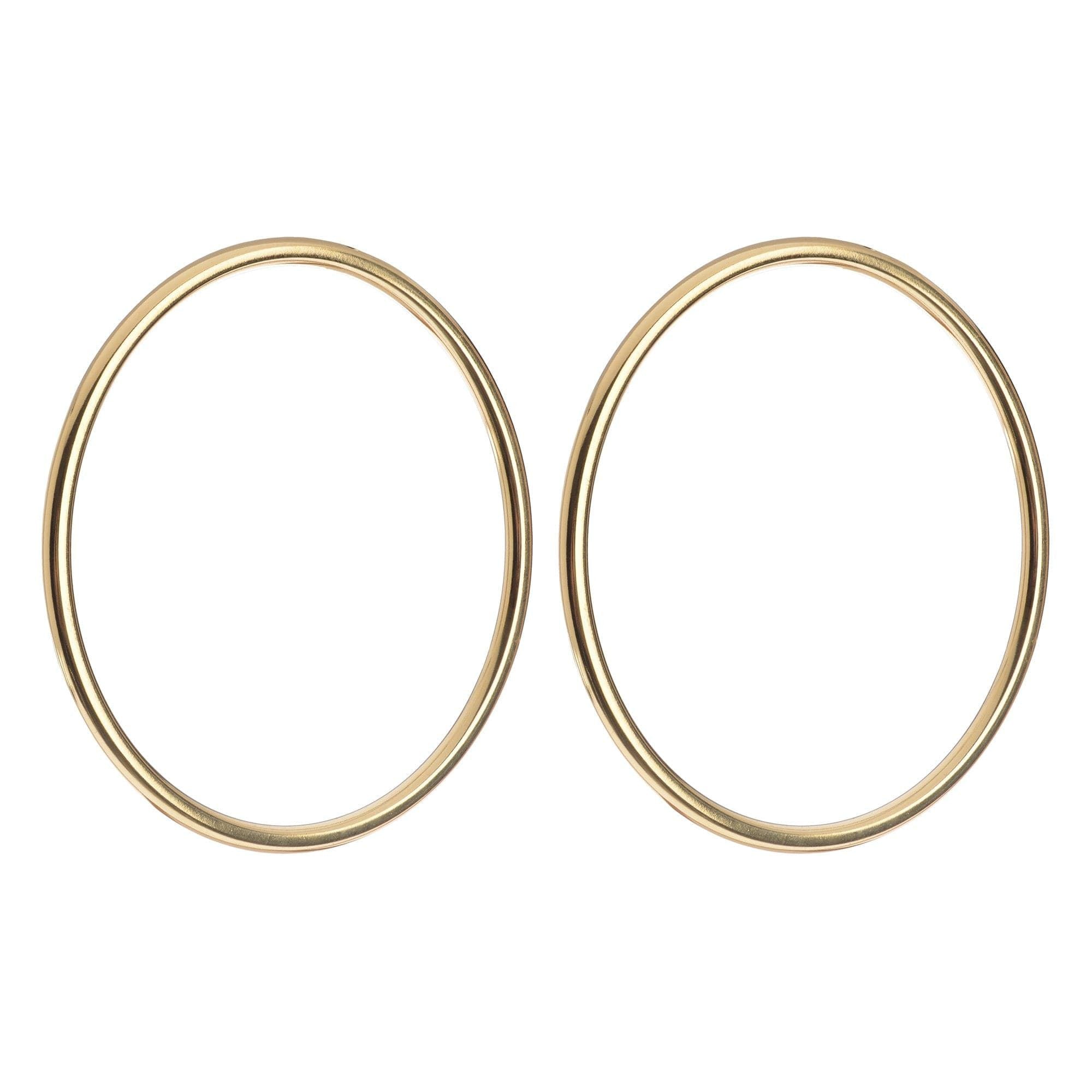 Pair of Xl Mia Earrings featuring brass circle design and 14k yellow gold finish