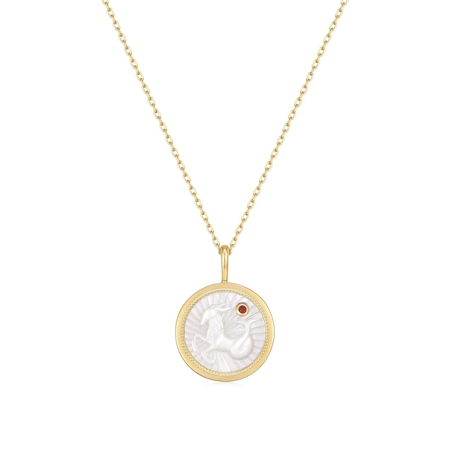 Gold chain necklace with zodiac Capricorn pendant 14k gold plating sterling silver