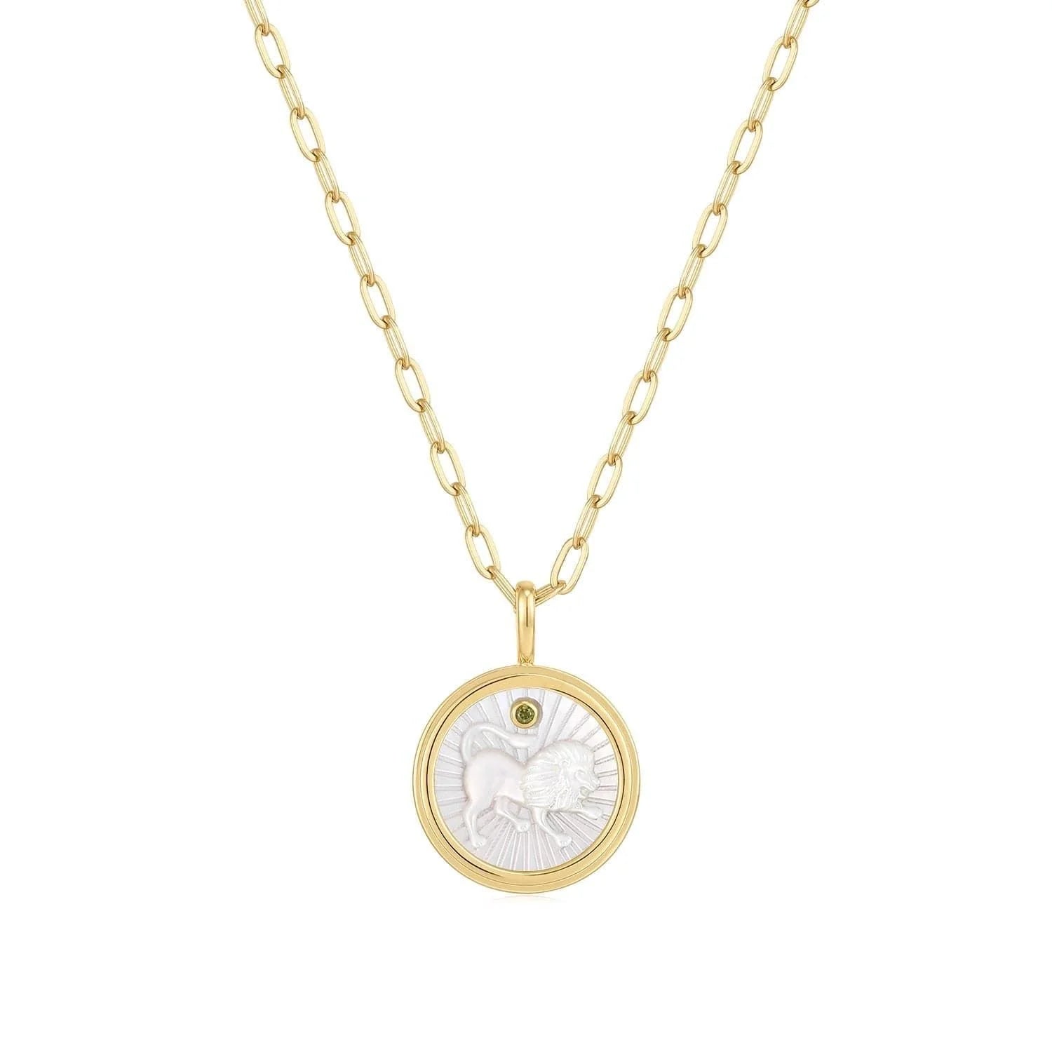 Gold vermeil necklace with Zodiac Leo pendant and 14k gold vermeil chain