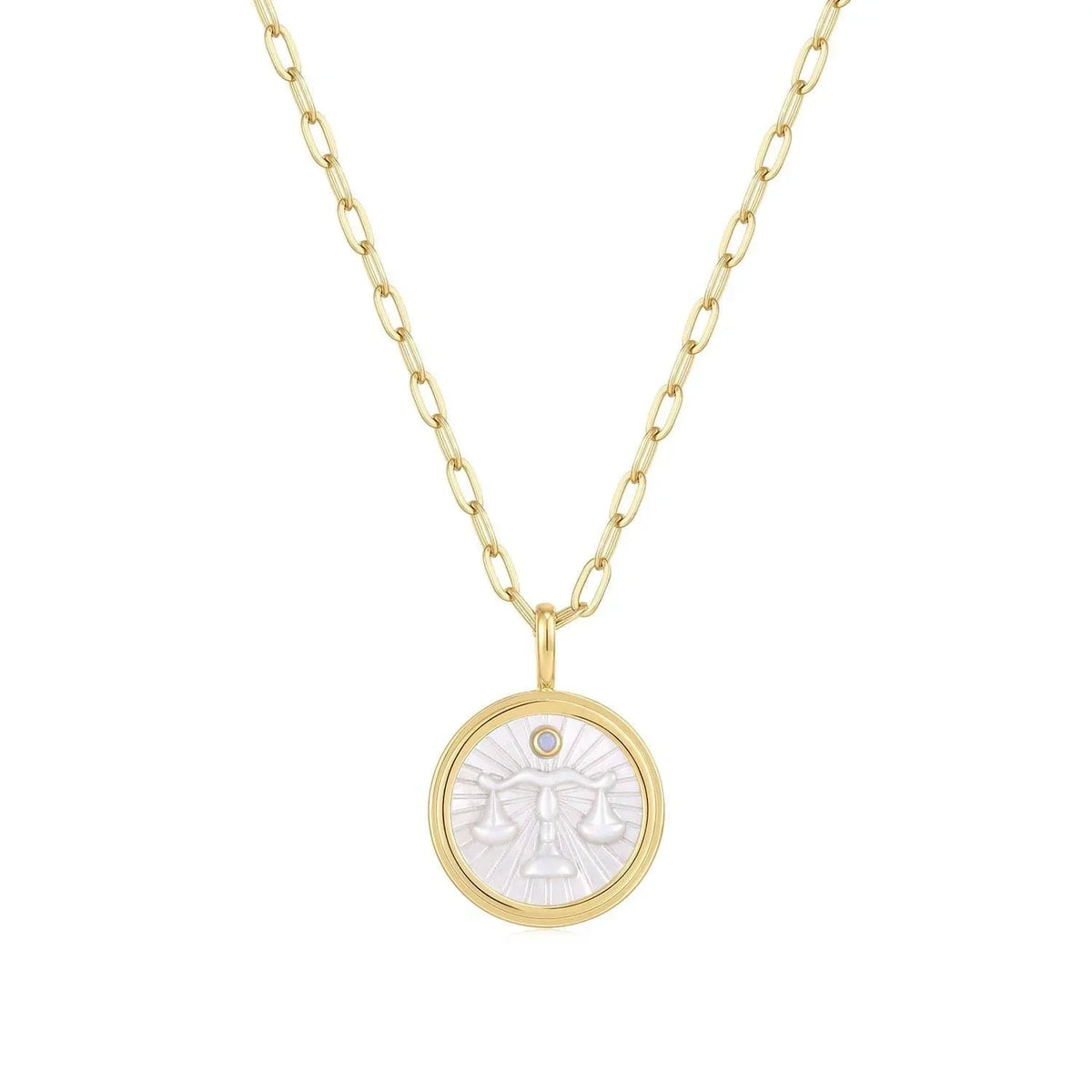 Gold chain necklace with Libra pendant from Zodiac Libra Mother Of Pearl Collection