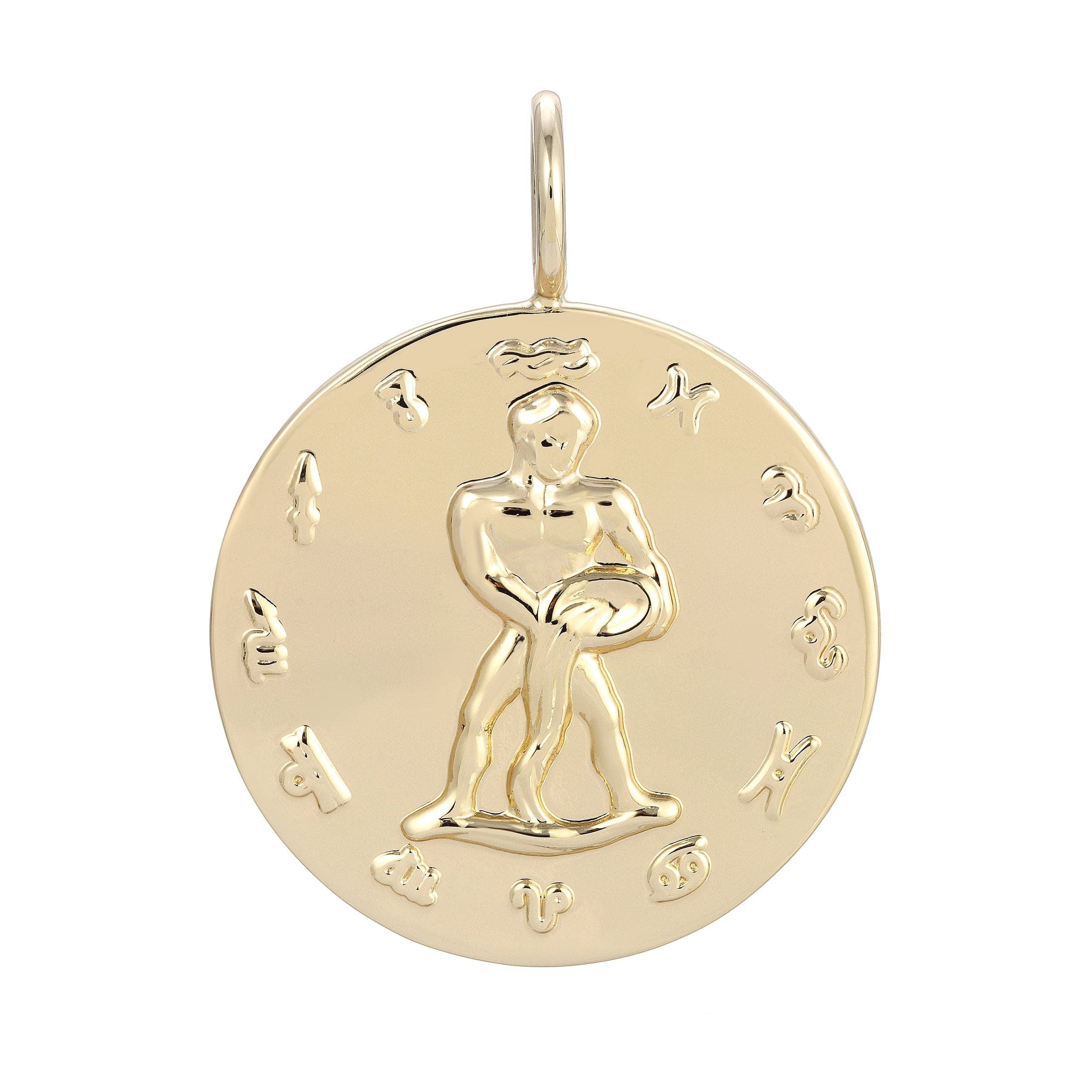 Gold Aquarius zodiac pendant featuring a unique design for astrology lovers