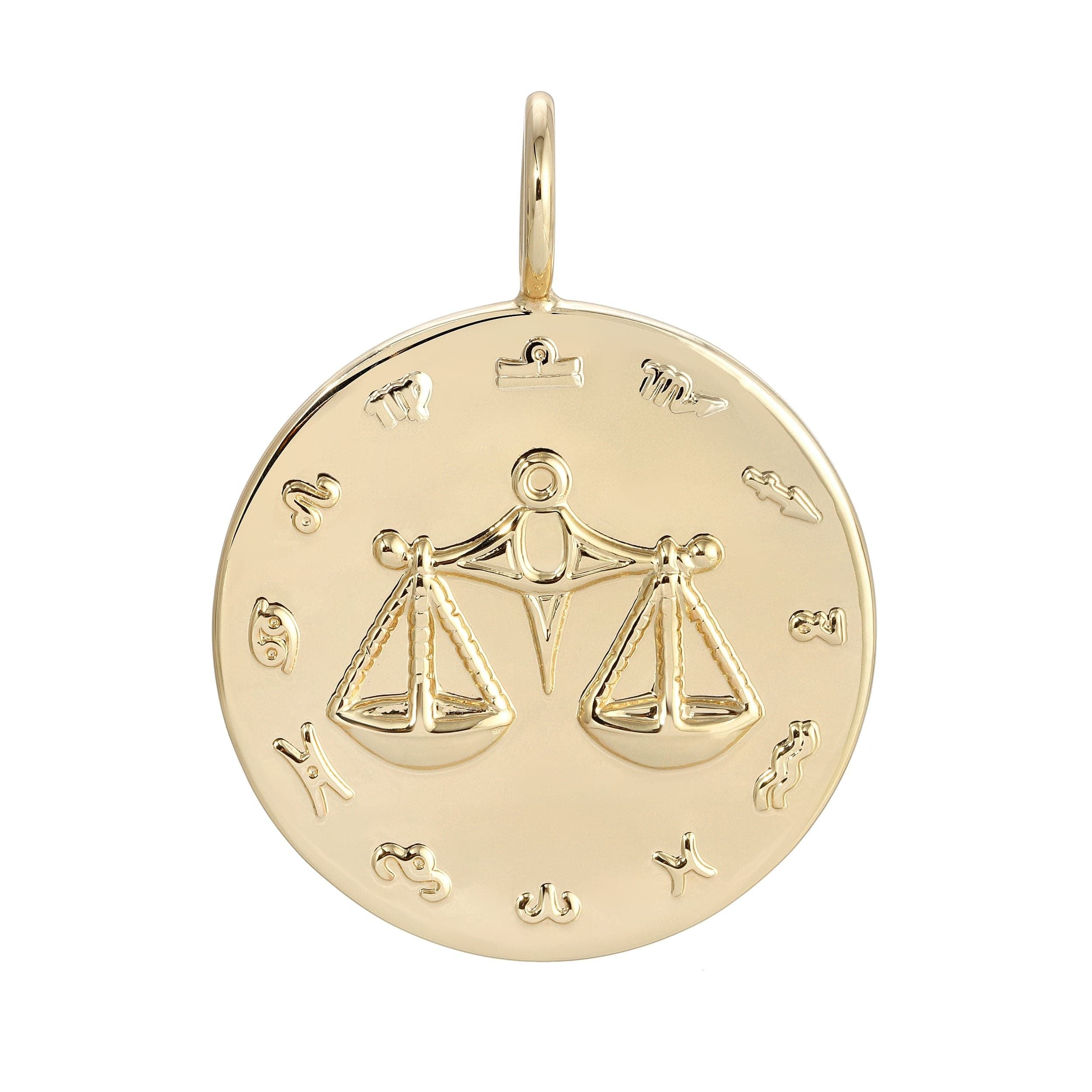 Gold Libra zodiac pendant showcasing good sense and elegance in astrology jewelry