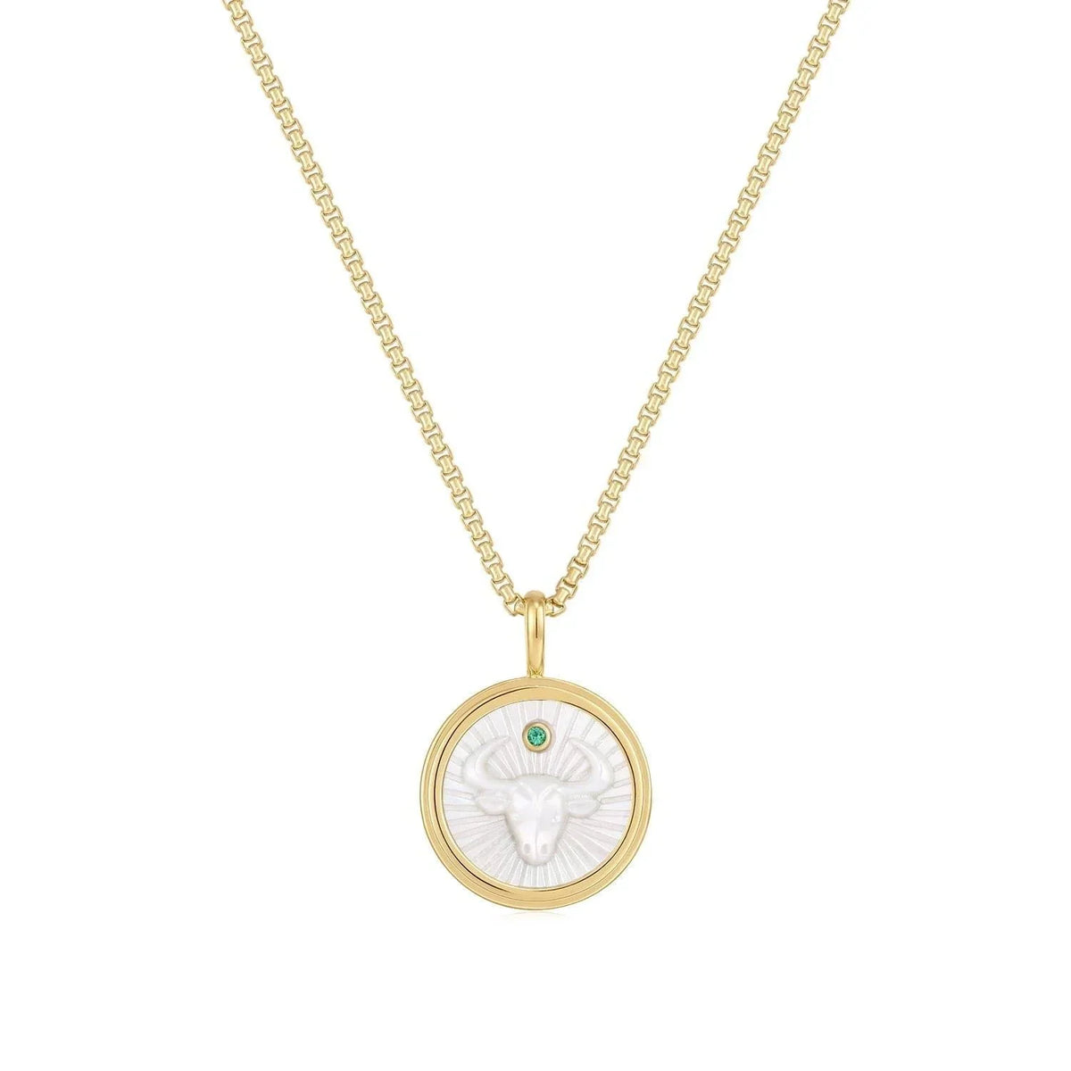 Gold chain necklace with Taurus pendant from Zodiac Taurus Mother Of Pearl collection