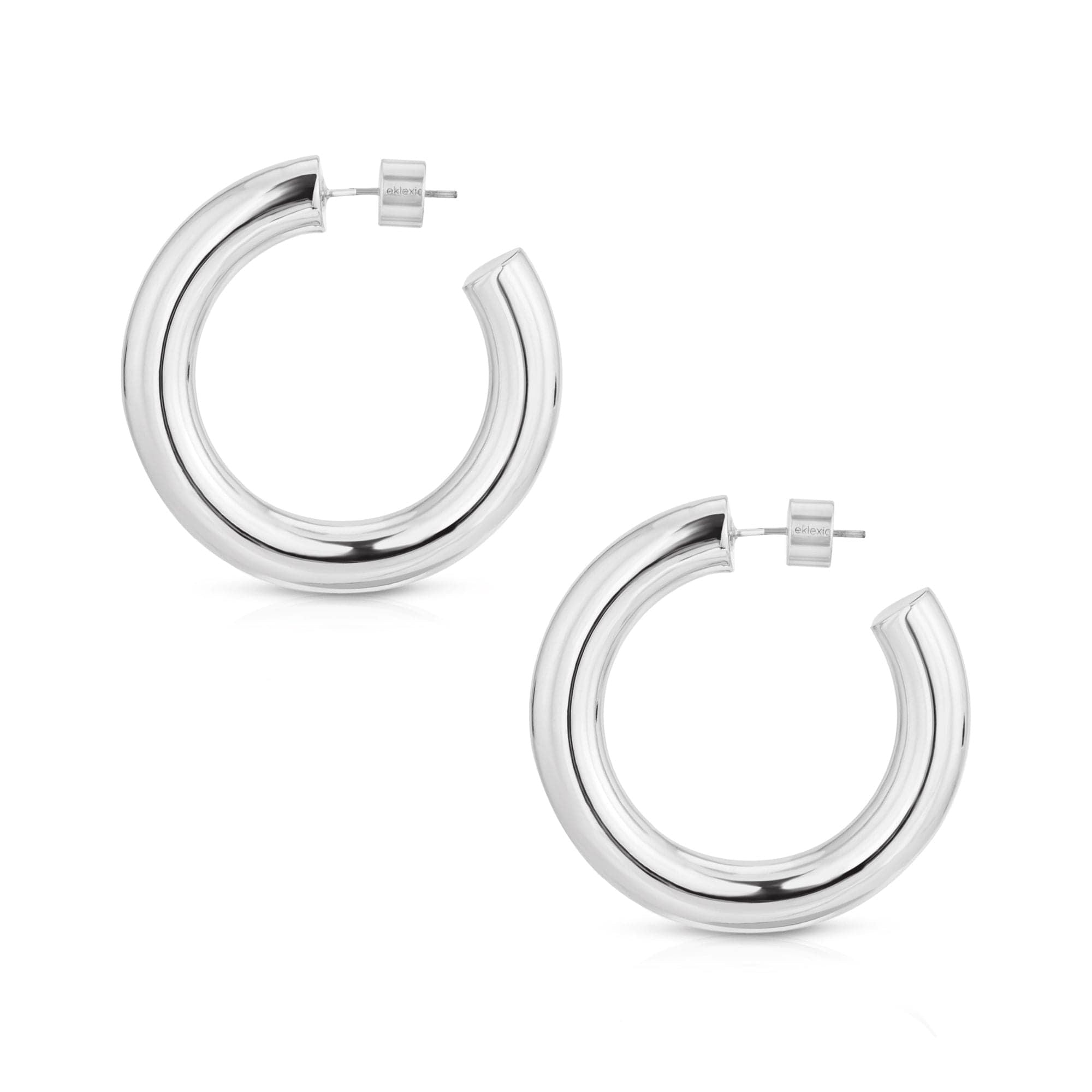 Zolen Hoops, a pair of silver hoop earrings in hypoallergenic surgical steel